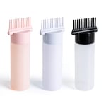 MEGAVOW 3 Pack Hair Oil Dye Brush Bottle, Upgrade Version Root Comb Colour Applicator Bottles for Hair 180ml with Graduated Scale Profssional Hairdressing Coloring Styling Tool