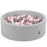 KiddyMoon Piscine À Balles pour Bébé Rond 90X30cm/300 Balles 7Cm Fosses À Boules Jouet Enfant, Gris Clair:Blanc/Gris/Rose Poudré