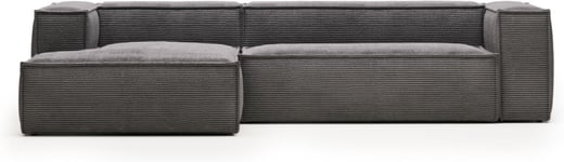 Blok, Chaiselong sofa, Venstrevendt, grå, H69x300x174 cm, fløjl