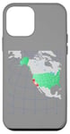 Coque pour iPhone 12 mini Carte des États-Unis et de l'Amérique du Nord. Rouge surligné Californie