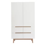 Armoire scandinave avec penderie et tiroirs finition blanc mat et bois chêne clair L100 cm kelma