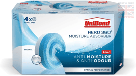 Unibond Aero 360° Pack of 4x 450G Tablets Moisture Absorber Neutral Refills Tab