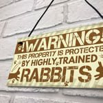 Beware Of The Rabbit Sign Bunny Rabbit Door Sign Hanging Plaques Funny Pet Gifts