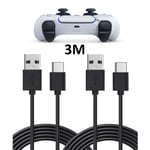 2-pack 3m 3 meter laddningskabel - för PS5/ Playstation 5 USB-C Svart