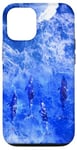 Coque pour iPhone 12/12 Pro Ocean Sea Bleu sarcelle Turquoise Vagues avec dauphins surfeurs