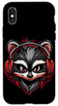 iPhone X/XS Gamer Raccoon with Red Headphones - Gamer Design Case