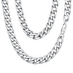 FaithHeart Chaîne Cubain Homme 65cm en Acier Inoxydable,Bijoux Collier Grosse Maille Plate Épaisseur 9mm pour Hommes et Femmes