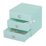 iDesign Drawers organisateur maquillage, boite de rangement en plastique pour cosmétiques, maquillage, etc., boite tiroir à 3 tiroirs,vert menthe