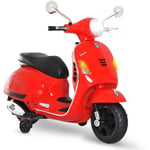 Homcom - Scooter moto électrique enfants 6 v dim. 102L x 51l x 76H cm musique MP3 port usb klaxon phare feu ar rouge Vespa