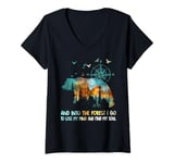 Womens And Into The Forest I Go To Lose My Mind Camping Bear V-Neck T-Shirt