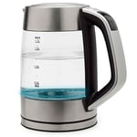 BOJ KT-1700X Kettle in Stainless Steel and Glass 1.7 Litres and 2200W with Temperature Display and LED Water Temperature Indicator in Various Colours