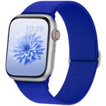 AMSKY Bracelet en Nylon Élastique Compatible avec Bracelet Apple Watch 40mm 44mm 46mm 42mm 41mm 45mm 38mm 49mm Femme Homme, Boucle Unique pour iWatch SE Ultra Serie 10 9 8 7 6 5 4 3 2 1, Bleu