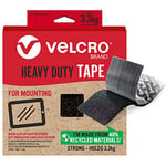 VELCRO Brand | Eco Heavy Duty Tape | Cut-to-Length Industrial Extra Strong Double Sided Hook & Loop Self Adhesive Tape Perfect for Room Décor & Home, Office, Garage Use | Black | 47mm x 2.4m