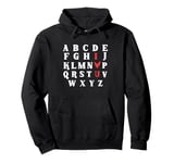 Alphabet ABC I Love You Valentine's Day Heart Pullover Hoodie