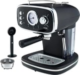 Cooks Professional 15 Bar Retro Coffee Espresso Machine | Coffee Machine with St