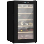 HOMCOM 24 Bottles Freestanding Wine Fridge with Glass Door, 65 Litres Single Zone Wine Cooler Fridge with Digital Touch Screen Controls and LED Light, Black