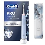 Oral-B Pro Series 3 Blue Electric Toothbrush, 1 Toothbrush Head, 1 Travel Case, Designed by Braun