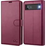 OCASE for Google Pixel 6A Case,Premium PU Leather Wallet Phone Case with [Card Holder][TPU Inner Shell][RFID Blocking] Shockproof Flip Cover for Google 6A 5G 6.1 inch 2022,Burgundy