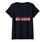 Womens Be Mine Retro Happy Valentines Day Love Cute Heart Valentine V-Neck T-Shirt