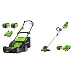 Greenworks G40LM41K2X Tondeuse à Gazon sans Fil pour Pelouses Jusqu'à 500m², Largeur de Coupe 41 cm, Sac de 50L & G40LTK2 Coupe Bordure sans Fil pour Jardins Moyens, Largeur de Coupe de 30 cm