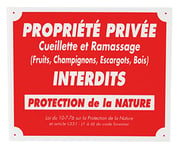 JANUEL - Panneau de Signalisation Akylux Propriété Privée Cueillette et Ramassage Interdit - 25cm x 30cm - Rouge