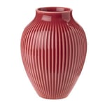 Knabstrup Keramik - Vase riller 12,5 cm bordeux