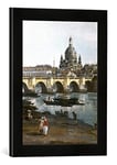 Kunst für Alle 'Encadré Image de Bernardo Bellotto Dresde Le elbufer sous Le Pont Auguste, Droit Impression d'art dans Le Cadre de Haute qualité Photos Fait Main, 30 x 40 cm, Noir Mat