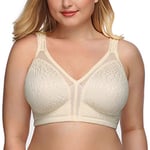 DotVol Soutien-Gorge Femme minimiseurs Dentelle Bra Comfortable sans Armature Couverture complète Grande Taille Beige 105C