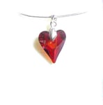 Red Heart Necklace made with Swarovski Crystal Valentine Birthday Christmas gift