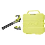 RYOBI - Souffleur sans Fil à Batterie 18V One+ (pour Feuilles Morte et Gazon) Turbo Jet & Mallette 127 Accessoires Mixtes : 13 forets métal + 7 Douilles + 81 Embouts 25 mm PH