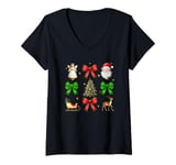 Womens Christmas Cheer Angel Santa Tree Sleigh V-Neck T-Shirt