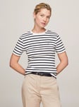 Tommy Hilfiger Short Sleeve Stripe T-Shirt, Ecru/Desert Sky