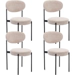 Wahson Office Chairs - Lot de 4 Chaise Salle à Manger en Peluche de rizo Chaise de Cuisine Moderne avec Pieds en Métal pour Cuisine, Kaki