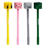 MINECRAFT SET OF 4 FINE TIP TOPPER PENS PEN PIG BEE ZOMBIE & SKELETON