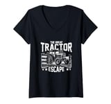 Womens The Great Tractor Escape Vintage Farming Farmer V-Neck T-Shirt