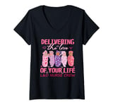 Womens Delivering The Love Of Your Life Valentine's Day L&D Nurse V-Neck T-Shirt