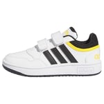 adidas Hoops Lifestyle Basketball Hook-and-Loop Shoes Chaussures-Basses, Cloud White/Core Black/Bold Gold, 35 EU