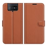 Asus Zenfone 8 Flip - Læder cover / pung - Brun