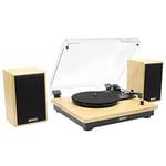 Platine Vinyle Divarte TT 400 BT Tourne Disque Bluetooth avec paire d'enceintes stéréo. Lecteur vinyle à 3 Vitesses 33/45/78 Tours. Lecteur USB / Bluetooth. Capot anti poussière de protection inclus.