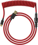 Câble Coiled | Câble Tressé à Double Gaine Fait à la Main | USB Type C vers A | Connecteur Aviator à 5 Broches pour Clavier de Jeu Mécanique Custom | Supporte la Charge Rapide 20W (Rouge)