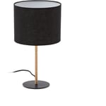 Kave Home - Lampe de table Pina en métal et rotin avec abat-jour en coton noir