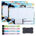 Thboxes 2 Pack Magnetic Reward Charts, Chores Chart for Kids, Reusable Fridge Behaviour Charts to Cultivate Responsibility and Good Habits, Includes 4 Markers 1 Eraser, 8" X 10.4"