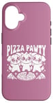 Coque pour iPhone 16 Pizza Party Pizza Pawty Three Dogs Funny Pun amoureux des chiens