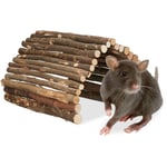 Pont en bois pour rongeurs, 40 x 65 cm, accessoire pour cage, lapins, cochons d'Inde, hamsters, nature - Relaxdays