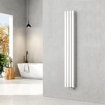 EMKE Radiateur petit 1600 x 240 mm Raccord central de radiateur à panneau ovale, radiateur vertical, design, radiateur tubulaire, double couche, blanc, 623 W