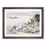 Full Moon At The Harvest By Kitagawa Utamaro Asian Japanese Framed Wall Art Print, Ready to Hang Picture for Living Room Bedroom Home Office Décor, Walnut A3 (46 x 34 cm)