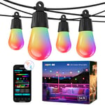 Lepro ZB1 AI Outdoor String Lights 15m, Smart Outdoor Lights Waterproof IP65, Dimmable Warm White Garden String Lights, AI Lighting Design Assistant, Works with Alexa, Bluetooth & 2.4G WiFi, No Remote