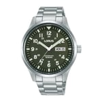 Lorus Men Automatic Watch with Khaki Dial and Silver Strap RL407BX9