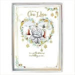 For The One I Love Tatty Teddy Hugging On Snowy Hill Design Christmas Card