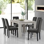 [en.casa] - Table de salle à manger + 6 chaises Kramfors chêne gris foncé chêne